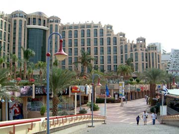the Eilat Hilton from the canal bridge