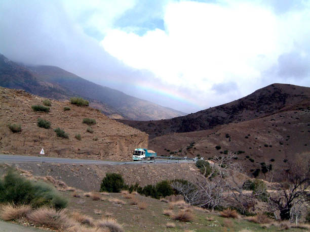 rainbow as we leave Teleouet Kasbah