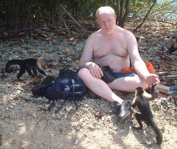 Capuchin monkeys on the beach at Cochuita